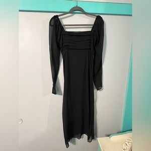 Stylish Black Smocked Dress
